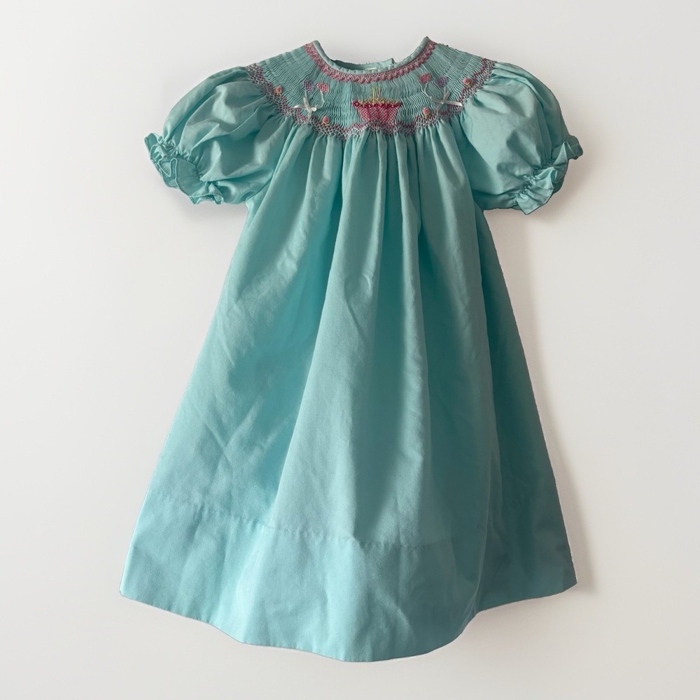 Rosalina Collections Birthday Cake Dress Size 2t Girl Smocked Balloons STAINED!